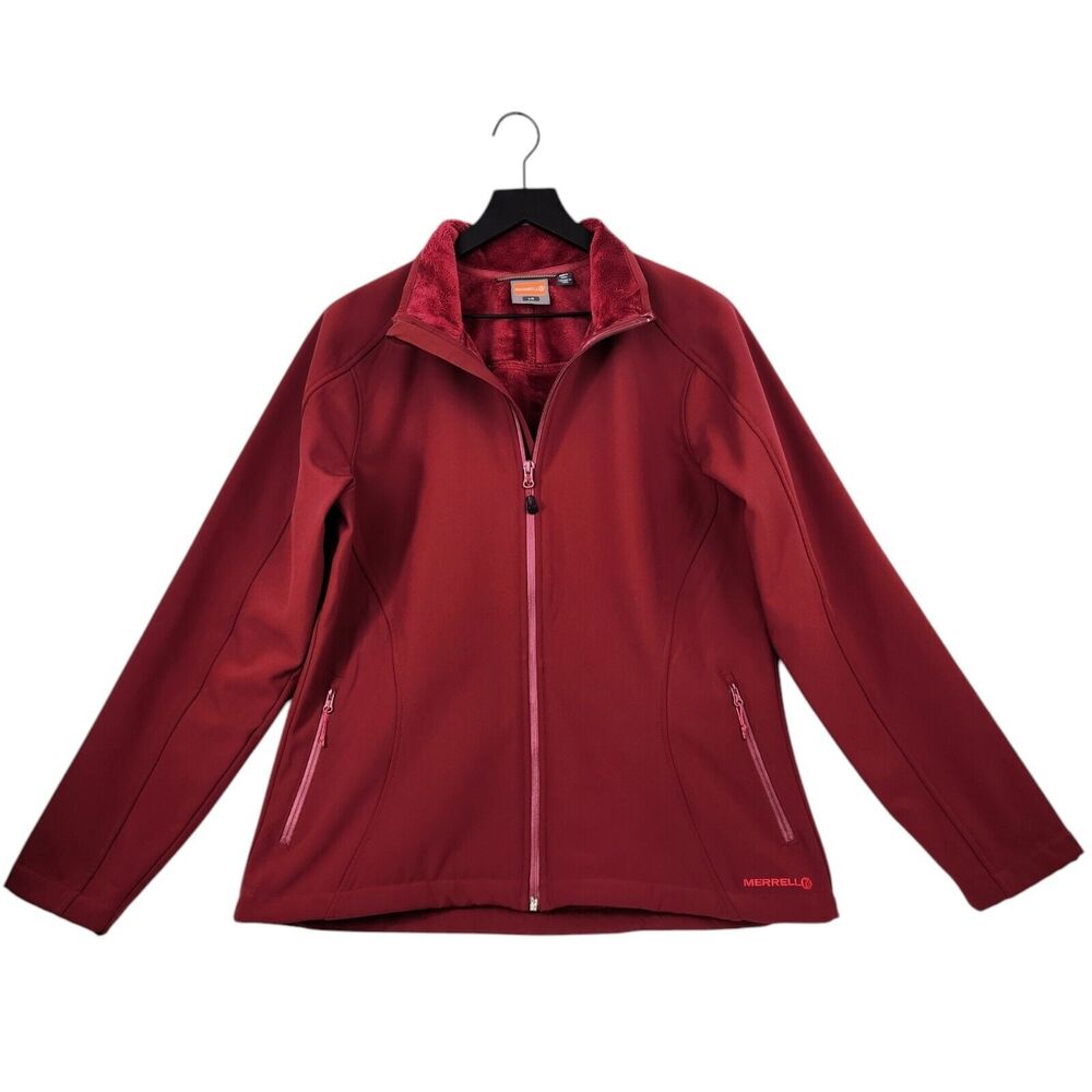 Merrell Aeroblock Womens Full Zip Jacket Large Fleece Lined Outdoors Hiking Red